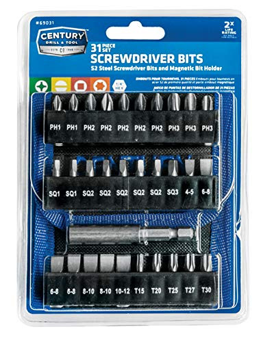 Century Drill & Tool 69031 31 Piece Screwdriving Bit and Holder Set