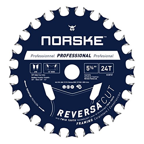 Norske NCSBP287 Reversa Cut Thin Kerf Framing Saw Blade, 5-3/8" x 24T