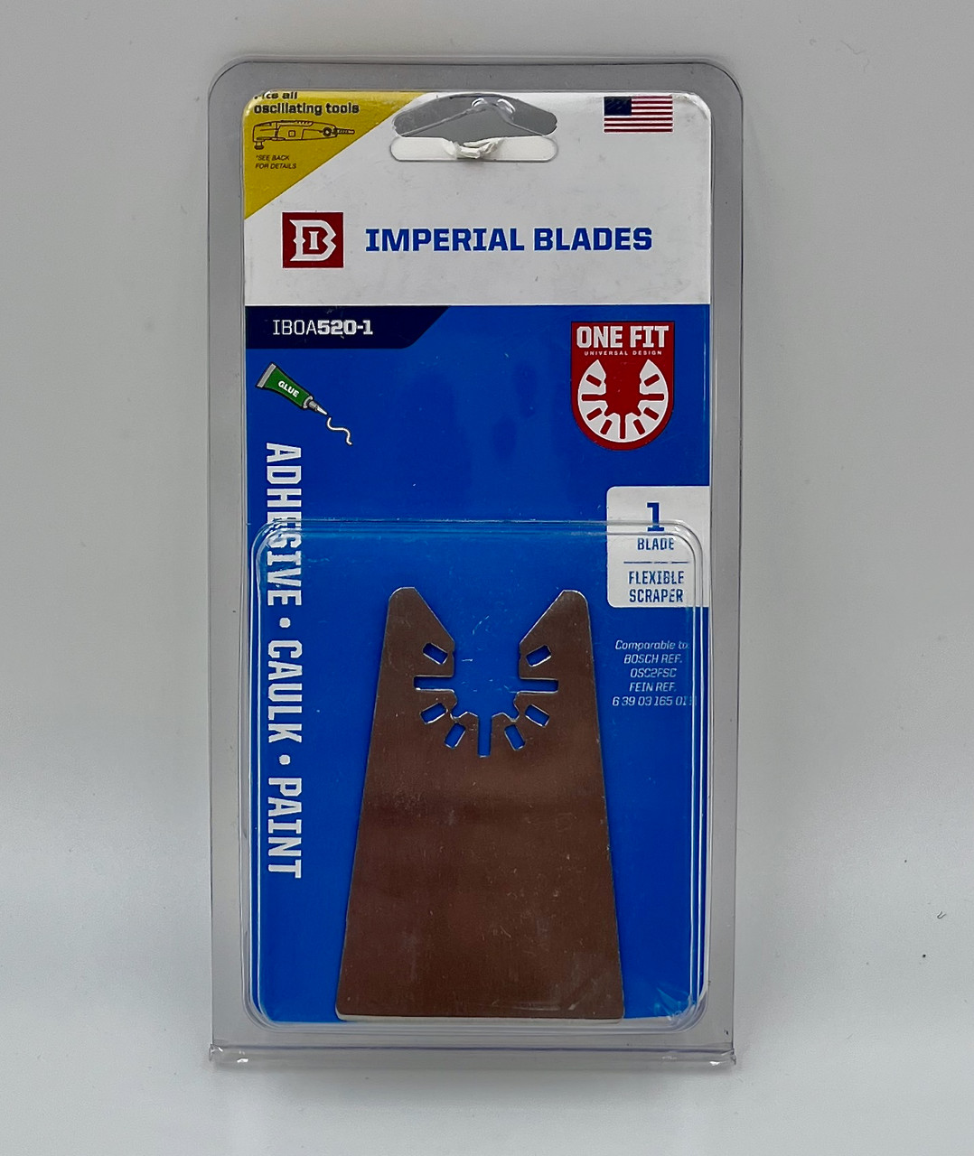 Imperial Blades-IBOA520-1 Made in the U.S.A.-ONE FIT Flat Scraper Blade Fits: Fein, Bosch, Rockwell, DeWalt, Milwaukee, Makita & More 1-Pk