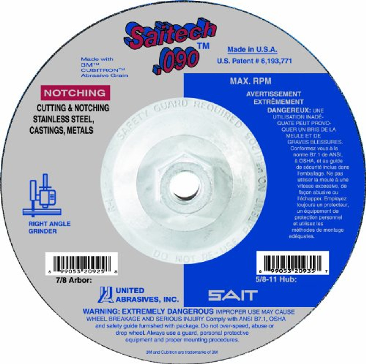 United Abrasives-SAIT 20933 Type 27 4-1/2-Inch by .090-Inch by 5/8-11-Inch  Tech High Performance Cutting Wheels, 10-Pack Express Tool Supply