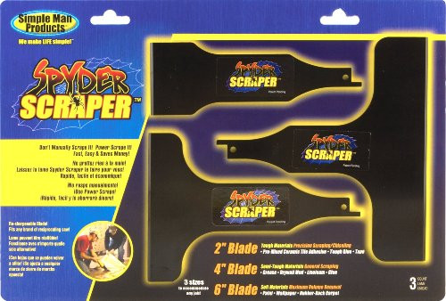 Simple Man Products 154 Spyder Scraper Scraping Tool Attachment for Reciprocating Saws, Black, Multi-Pack