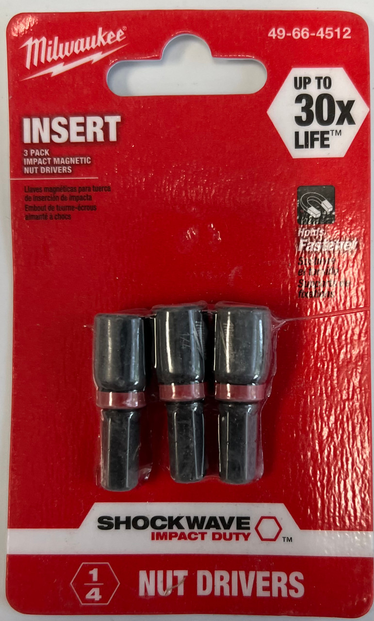 Milwaukee 49-66-4512 SHOCKWAVE 1/4" Insert Nutdriver (3 Pk)