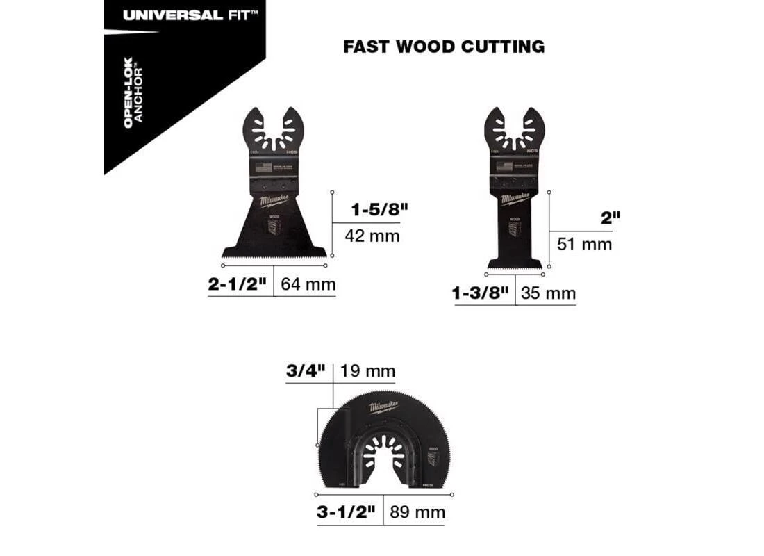 Milwaukee 49-10-9004 OPEN-LOK 3-PC WOOD CUTTING MULTI-TOOL BLADE VARIETY PACK