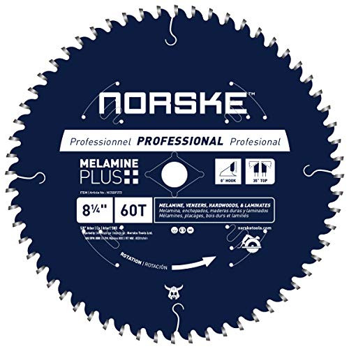 Norske NCSBP272 Melamine Plus Crosscutting Saw Blade, 8-1/4" x 60T