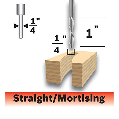 Bosch 85903MC Solid Carbide 2-Flute Downcut Spiral Bit, 1/4" x 1"