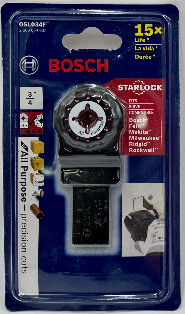 Bosch (1-Blade) 3/4" Starlock Oscillating Multi Tool Bi-Metal Plunge Cut Blade, OSL034F