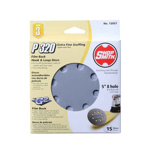 Shop Smith 12057 8 Hole 320 25 CT Grit Disc, 5-Inch, 15-Pack