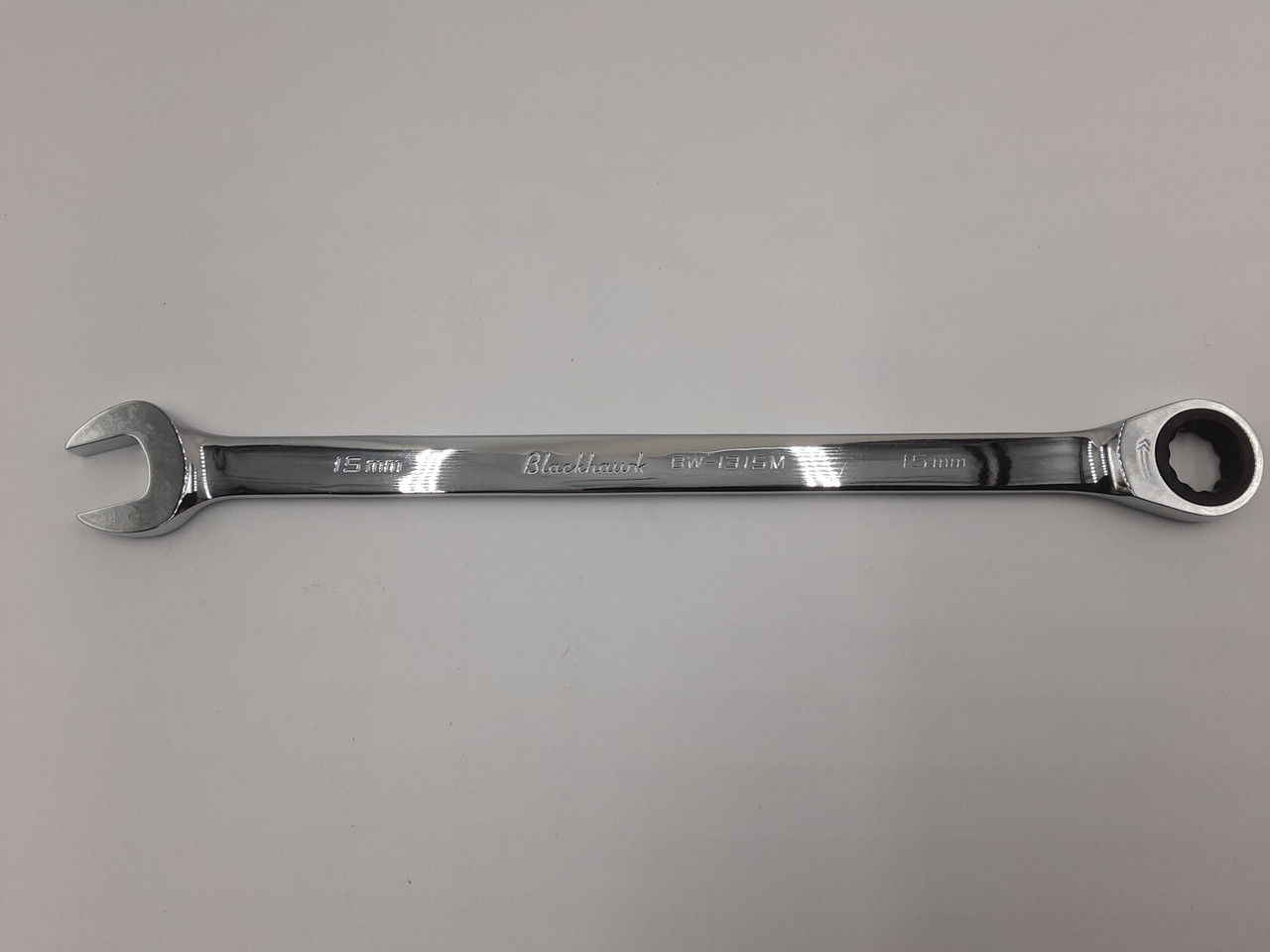 Blackhawk Full Polish XL Combination Non-Reversible Ratcheting Wrench - BULK - 15 mm - 12 Point