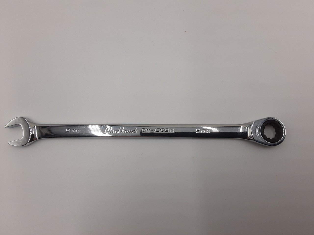 Blackhawk BW-1309M Full Polish XL Combination Non-Reversible Ratcheting Wrench  - 9 mm - 12 Point