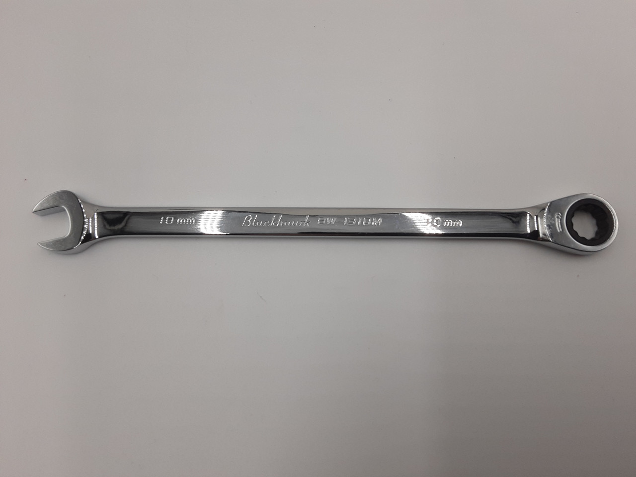 Blackhawk BW-1310M Full Polish XL Combination Non-Reversible Ratcheting Wrench 10 mm 12 Point