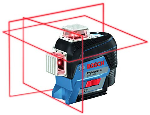 Bosch GLL3-330C 200ft 360-Degree Red Beam Three-Plane Self-Leveling and Alignment-Line Laser with (1) 12V Max Lithium-Ion 2.0 Ah Battery and Charger, BM1 Positioning Device, and Carrying Case , Black