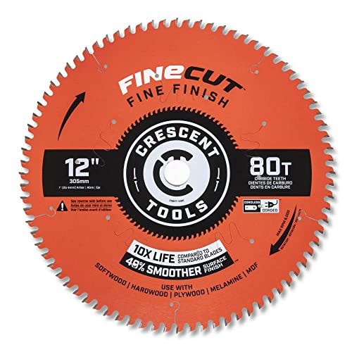 Crescent CSBFF-1280 FineCut Fine Finishing Carbide Blade, 12'' x 80T