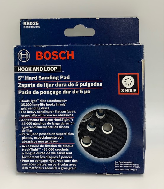 Bosch (RS035) Hard Hook-&-Loop Sander Backing Pad, 5" Soft Hook & Loop Pad, 1-Pad