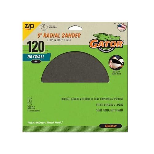 Gator (6442) 9 in. Hook & Loop Drywall Sanding Disc 120 Grit Fine, 1-pk/5-Discs