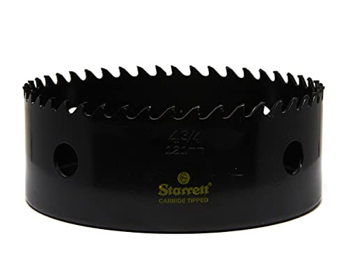 Starrett Carbide Tipped Hole Saw with Surface Finish - 4-3/4" Diameter, 1-5/8" Cutting Depth - CT434