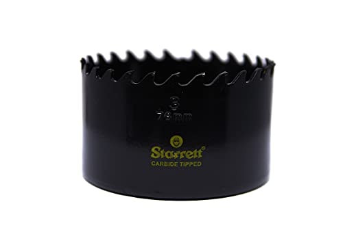 Starrett Carbide Tipped Hole Saw, 3" Dia, 1-5/8" Cut Depth - CT300, Made in U.S.A.