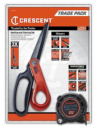 CRESCENT - Roofing by the Trades - Shockforce Nite Eye Measuring Tape &Serrated Edge Shears (CTTSHAP)