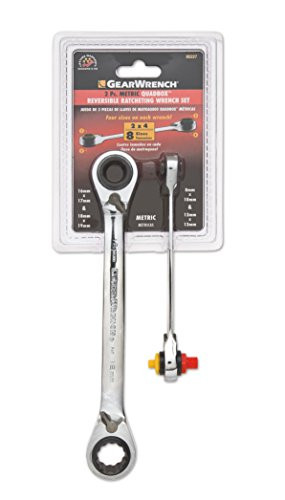 GEARWRENCH 85227 QuadBox Reversible Ratcheting Metric Wrench Set, 12-Point, 2-Pc.