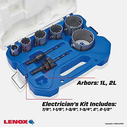 8-Piece LENOX Tools Electrician's Hole Saw Kit, Carbide Tipped (LXAH3LSET6)