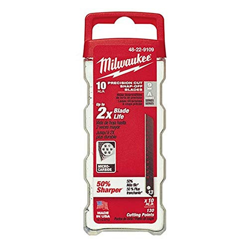 Milwaukee 48-22-9109 10-Piece 9mm Precision Cut Snap-off Blades