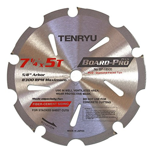 TENRYU BP-18505 Board-Pro Plus Fiber Cement 7-1/4"" 5T Saw Blade