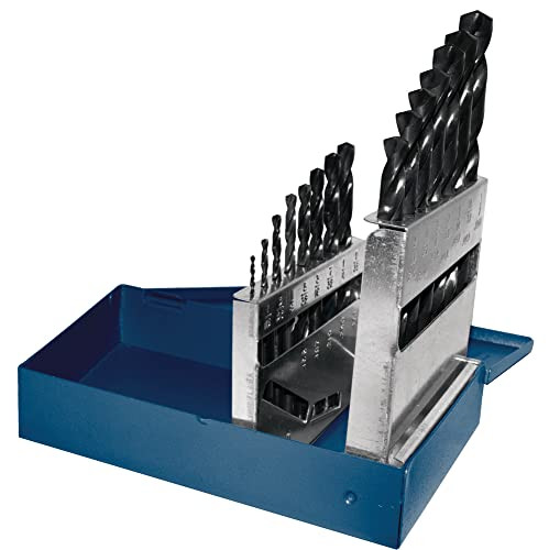 Century Drill & Tool 24015 15-Piece Black Oxide Drill Index Set with Metal Case