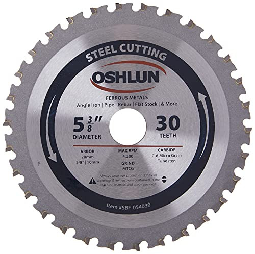 Oshlun SBF-054030 5-3/8in 30 Tooth Steel Cutting Circular Saw Blade 20mm Arbor