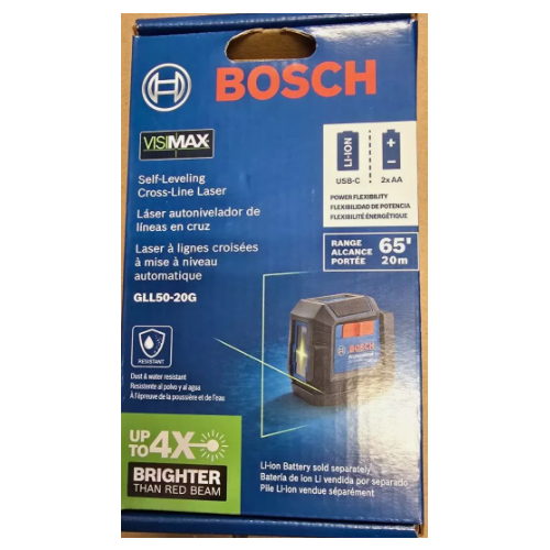 BOSCH GLL50-20G 50' Green-Beam Self-Leveling Cross-Line Laser