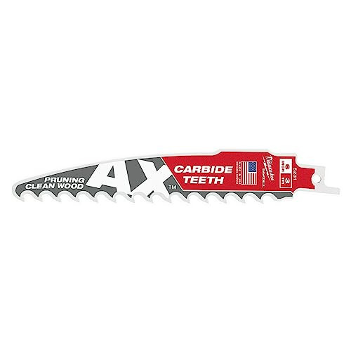 3-Pack Milwaukee 48-00-5331 6" 3 TPI The AX with Carbide Teeth for Pruning & Clean Wood SAWZALL Blades