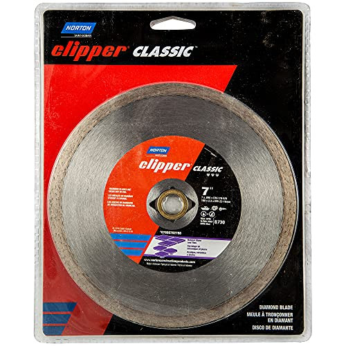 Norton Diamond Wheel Tile Saw Blade, Clipper Classic Diamond Cutting Wheel, Continuous Cut-Off Type 01, 7" Diamond High-Speed Cutting Disc for Tile, Pack of 1
