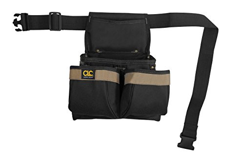 CLC Custom Leathercraft PK1836 Framer's Nail and Tool Bag with Poly Web Belt, Poly, 5-Pocket, Black/Blue
