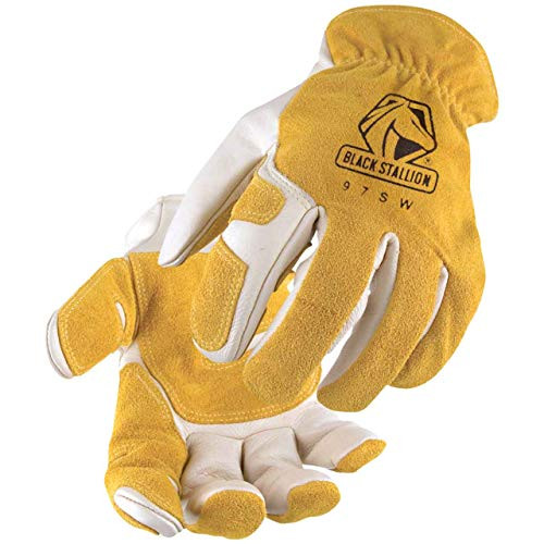 Black Stallion (1-Pair) 97SW Value Grain/Split Cowhide Reinforced Kevlar Stitched Driver Gloves