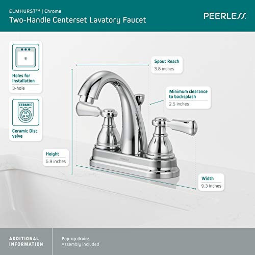 Peerless P2565LF Elmhurst Two-Handle Bath Faucet Centerset, Chrome