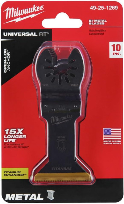 MILWAUKEE 10 Pack Oscillating Blades 1-3/4" TITANIUM ENHANCED Metal-Cutting Blades 49-25-1269
