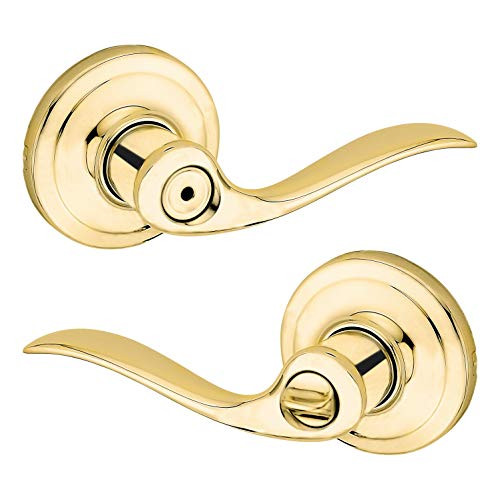Kwikset Tustin Bed/Bath Lever with Microban Antimicrobial Protection in Polished Brass, 730TNL 3 CP