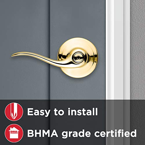 Kwikset Tustin Bed/Bath Lever with Microban Antimicrobial Protection in Polished Brass, 730TNL 3 CP