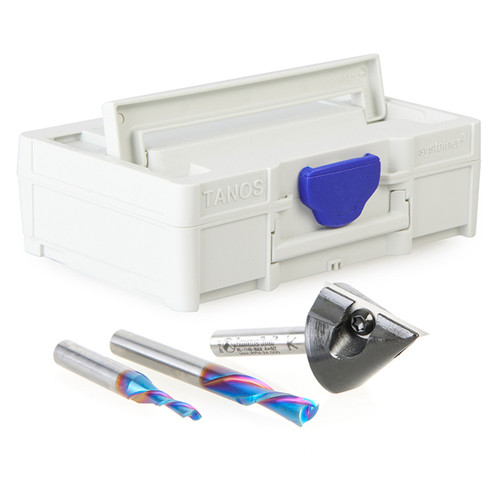 Amana Tool AMS-119-T, 3-Pc CNC Router Carving Starter Bit Pack with Toolbox, 46202-K, 46200-K, RC-1148