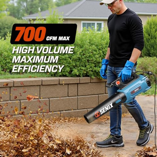 SENIX 12 AMP Handheld Electric Leaf Blower, Up to 700 CFM and 110 MPH, Variable Speed, Lightweight, 120v (BLAE12-M)