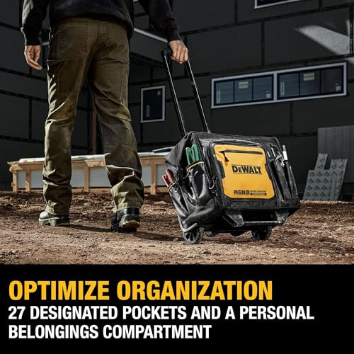 DEWALT 18 Inch Rolling Tool Storage Bag with 27 Pockets (DWST560107)