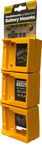 StealthMounts Battery Holder Compatible with DeWalt 20/60V Batteries (6 Pack) - Yellow Battery Mounts | Made in The UK