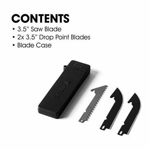 TRUE Replacement Blades - 3 Pack | 3.5" Assorted Drop Point & Saw Blades for Fishing, Hunting, Camping, and Everyday Carry