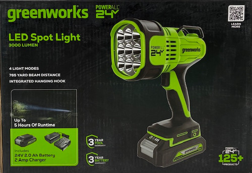 Greenworks 24V LED Spot Light Kit with 2Ah Battery and Charger