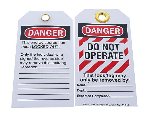 IDEAL INDUSTRIES 44-833 Heavy Duty Lockout Tag, "Do Not Operate" Striped, 5/Card