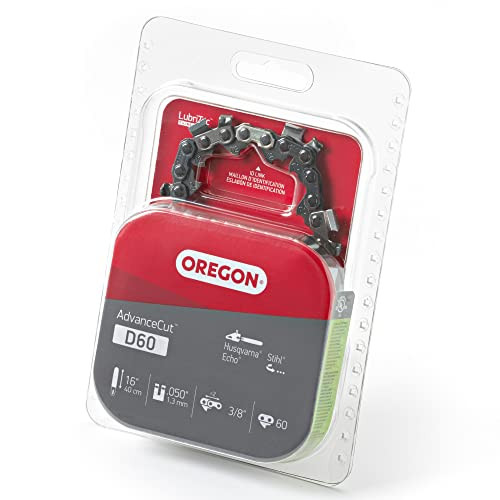 Oregon D60 AdvanceCut Replacement Chainsaw Chain for 16-Inch Guide Bars, 60 Drive Links, Pitch: 3/8", .050" Gauge, Fits Stihl, Husqvarna, Echo, Poulan, Craftsman and More