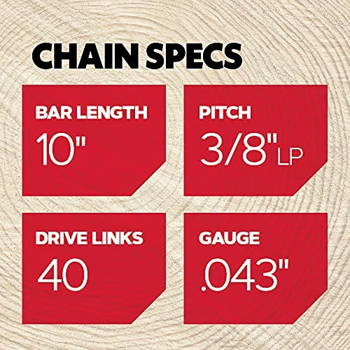 Oregon R40 Chainsaw Chain for 10 Inch Bar – 40 Drive Link Replacement Chainsaw Blade, .043" Gauge, 3/8" Pitch, fits Remington, Husqvarna, Ryobi and more, AdvanceCut, Gray