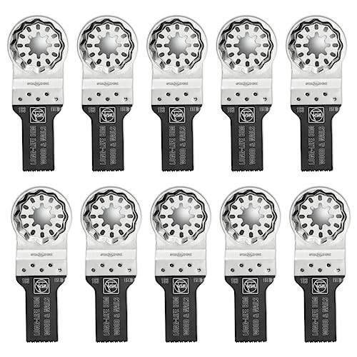 Fein Starlock E-Cut Long-Life Saw Blade - Precision Cutting for Wood, Drywall & Plastics, Bimetal with Teeth Set, Short, 3/4" Width, 1-3/8" Length, 10-Pack - 63502183290