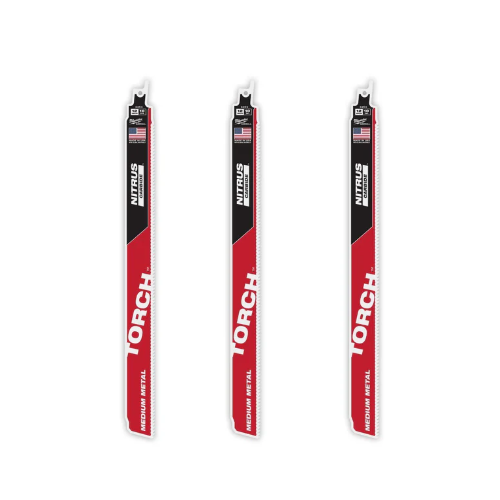 Milwaukee 48-00-6353  12" Reciprocating Saw Blade 10TPI The TORCH with NITRUS CARBIDE Teeth for Medium Metal 3PK