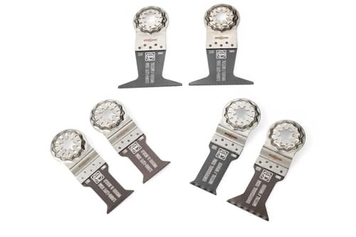 Fein 6-Piece Starlock Oscillating Tool Blade Set for Wood & Metal - E-Cut Long Life & Universal Multitool Saw Blades, Precision Cutting, Starlock Compatible - 35222967010