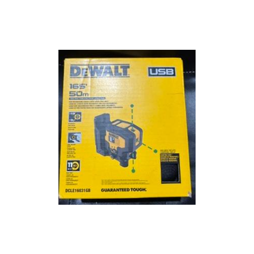 DEWALT Green 3 Spot Self Leveling Laser Level Kit, USB Rechargable Green Laser Level, USB Cable, Mounting Base and Storage Case Included, Long Runtime (DCLE16031GB)