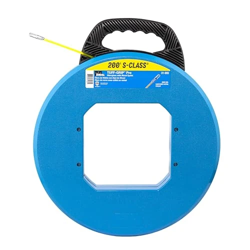 Ideal Electrical (31-065) S-Class Fiberglass Fish Tape 3/16 in. x 200 ft., Non-Conductive Fishing Tape with 12 in. Metal Eyelet, Tuff-Grip Pro Case